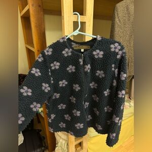 Floral Patterned Jacket - Black and Purple